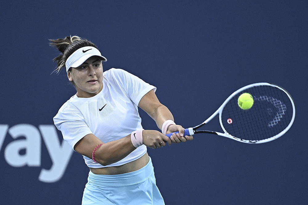 image: Bianca Andreescu hits backhand