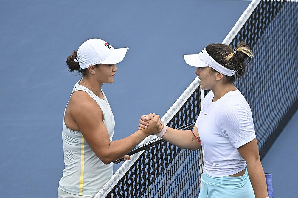 Andreescu and Barty shake hands at net