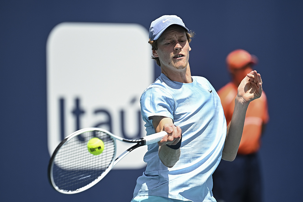 Jannik Sinner of Italy competes at the Miami Open