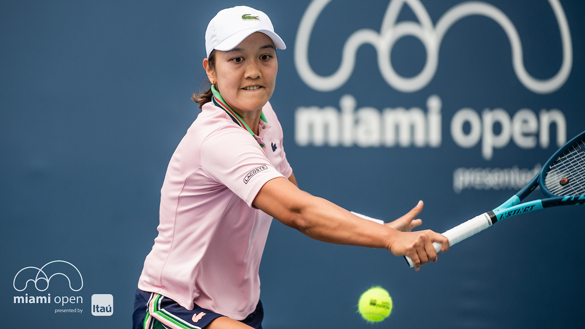 Harmony Tan competing during the Miami Open