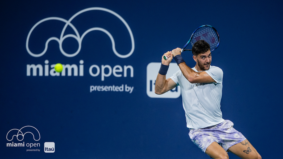 Thanasi Kokkinakis competing during the Miami Open