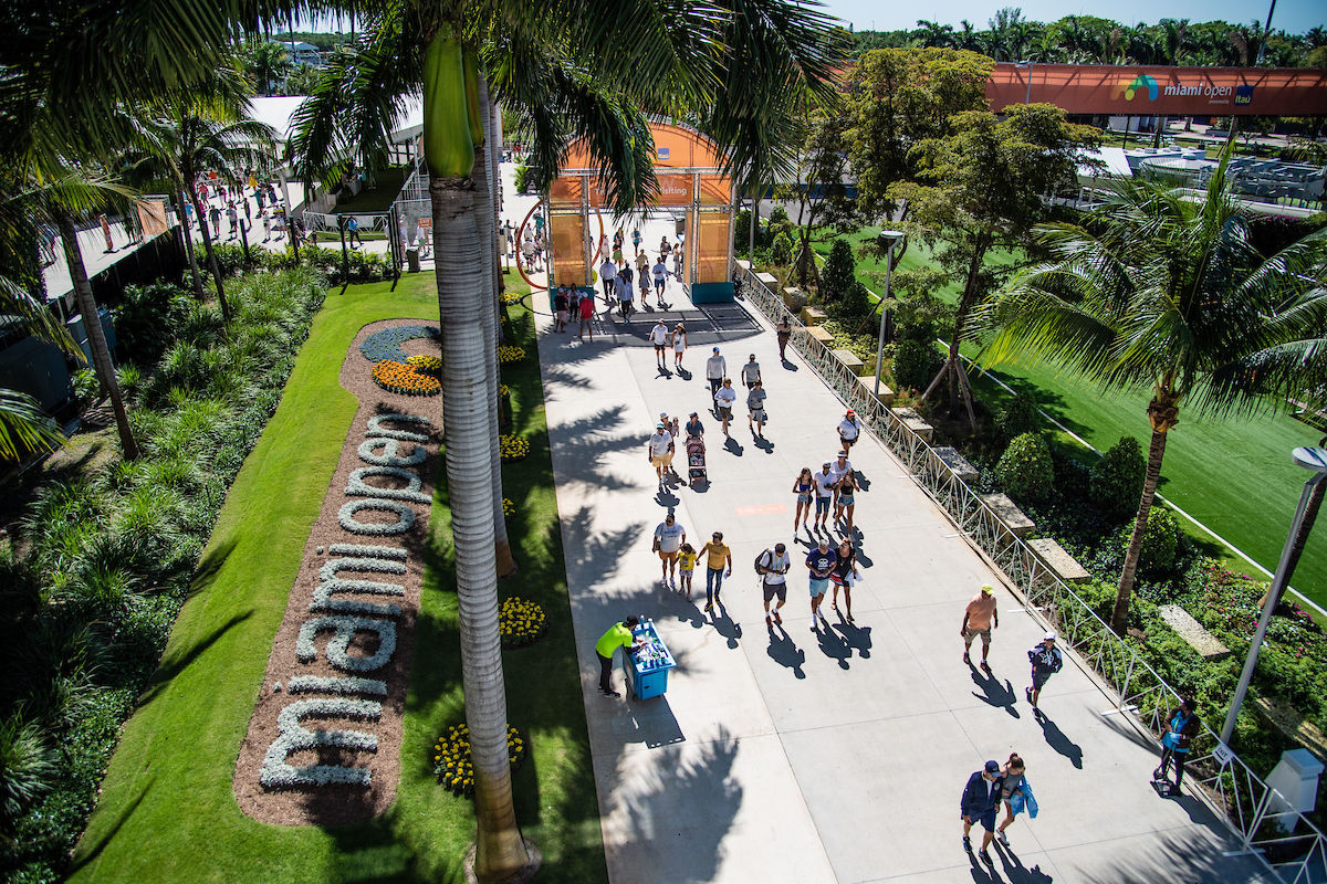 Fans entering the south plaza at the Miami Open