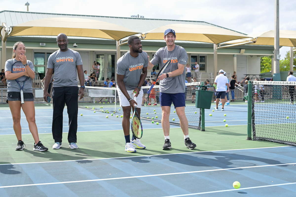 Andy Murray of Great Britain and Frances Tiafoe of USA attending the Miami Open