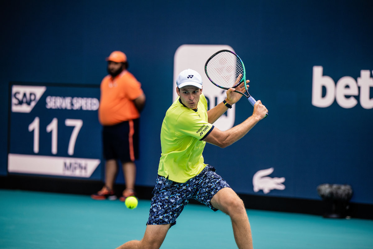 Hubert Hurkacz competing at the Miami Open