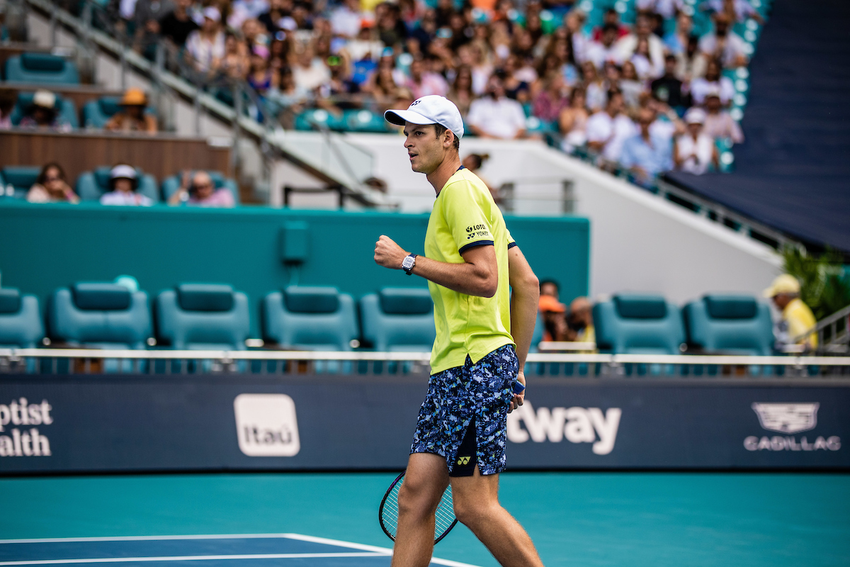 Hubert Hurkacz competing at the Miami Open
