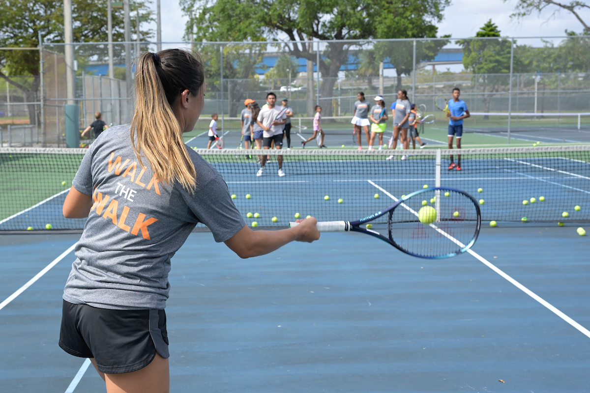 Jessica Pegula of USA attending the Miami Open kids tennis clinic