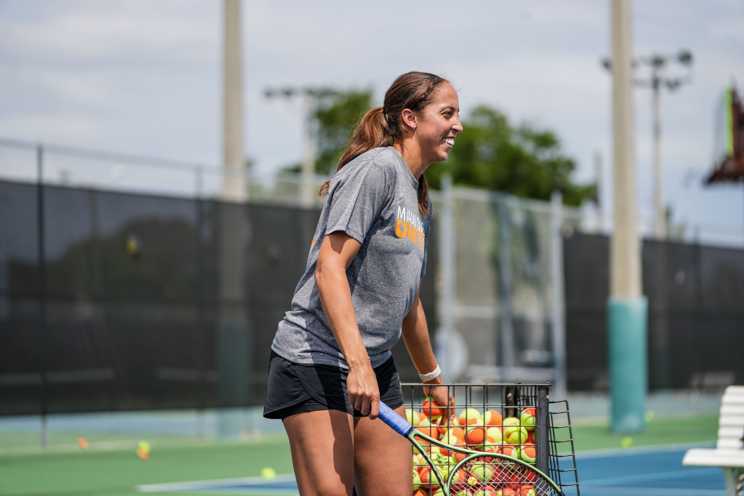 Madison Keys looks on during the on-court clinic at the Big Brothers, Big Sisters event at Moore Park in Miami on March 20, 2023.