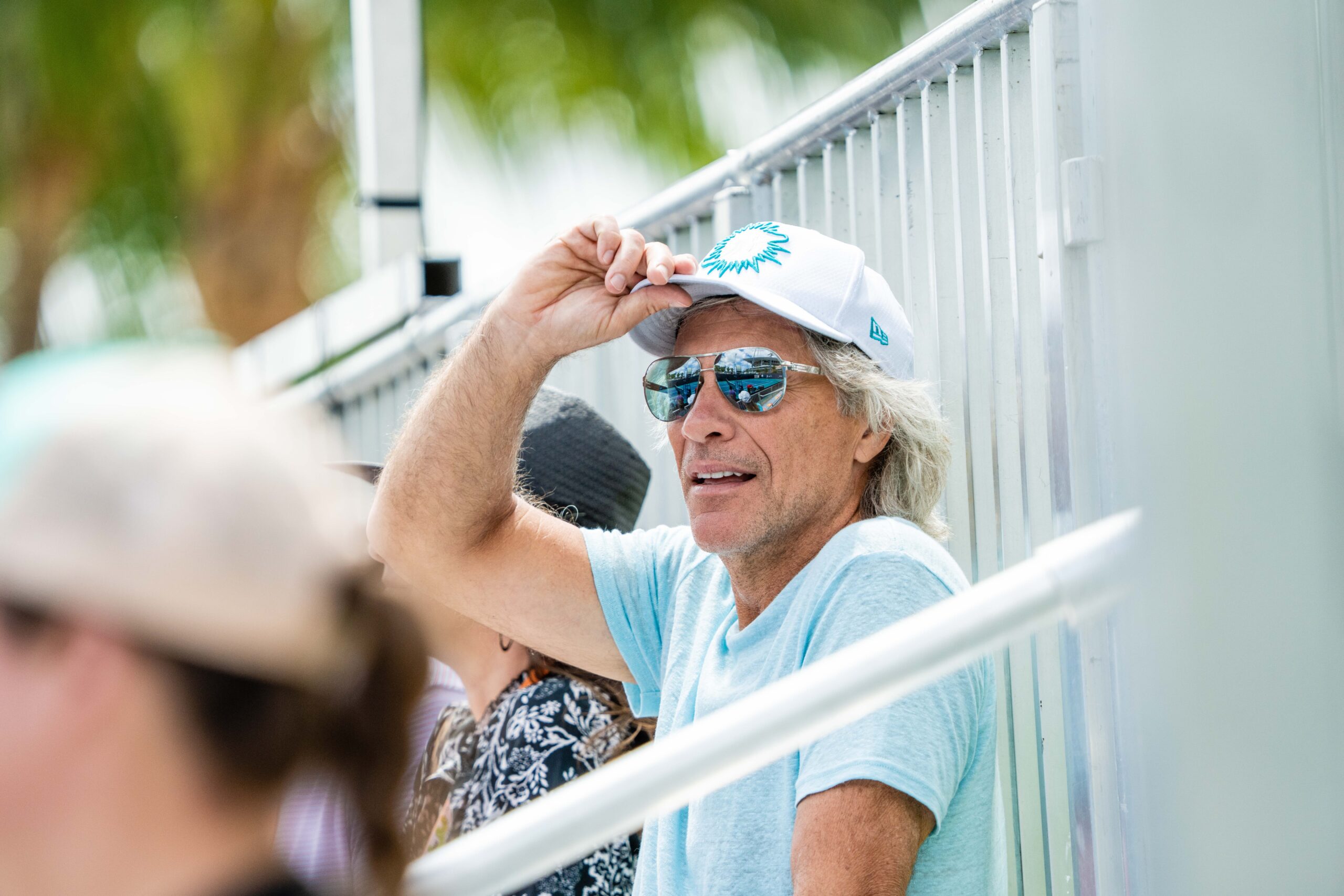 The legendary Jon Bon Jovi enjoying tennis at the 2023 Miami Open at Hard Rock Stadium in Miami Gardens, Florida.