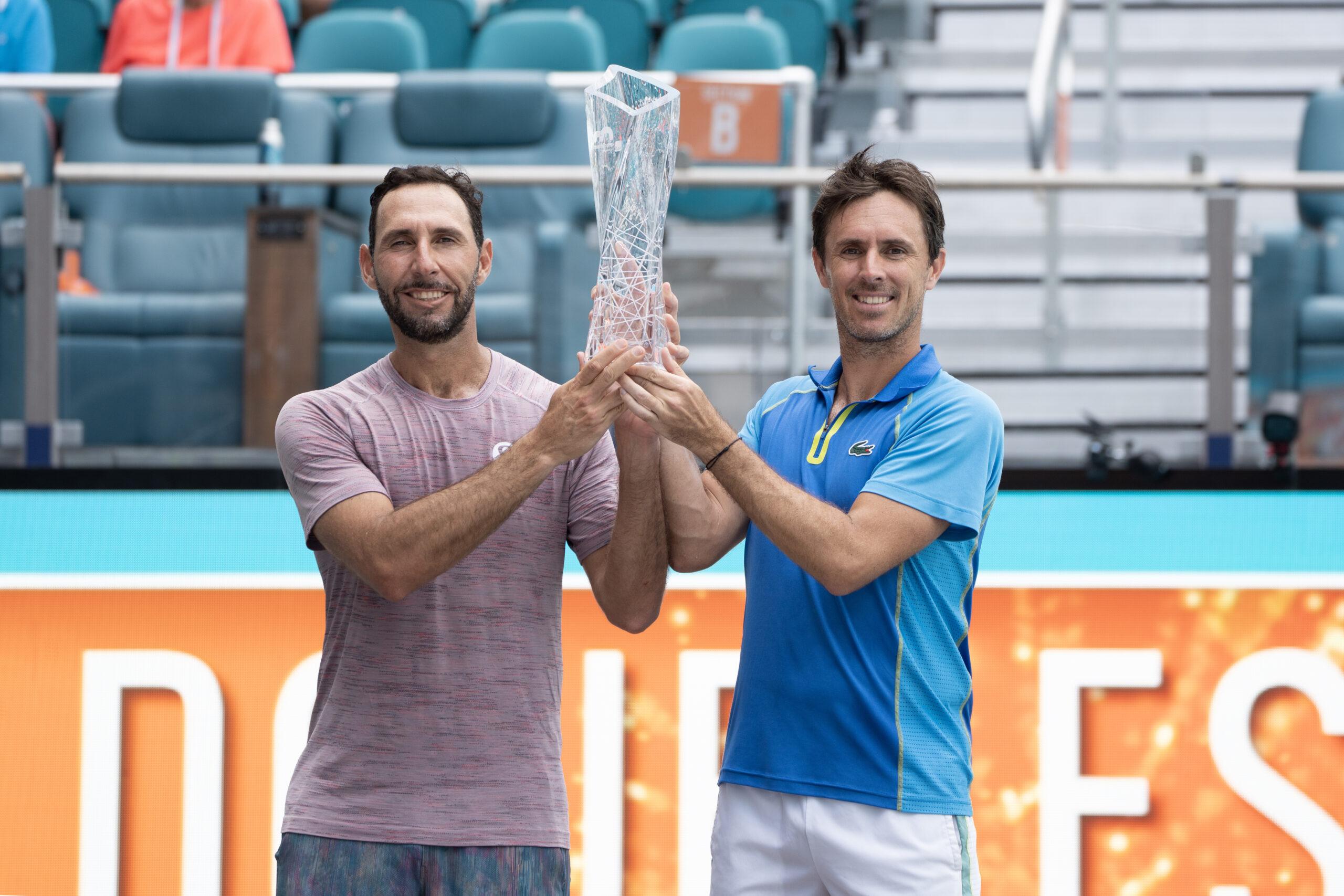 Santiago Gonzalez and Edouard Roger-Vasselin 2023 Miami Open Men's Doubles Champions. Miami Gardens, Fla., April 1st, 2023.