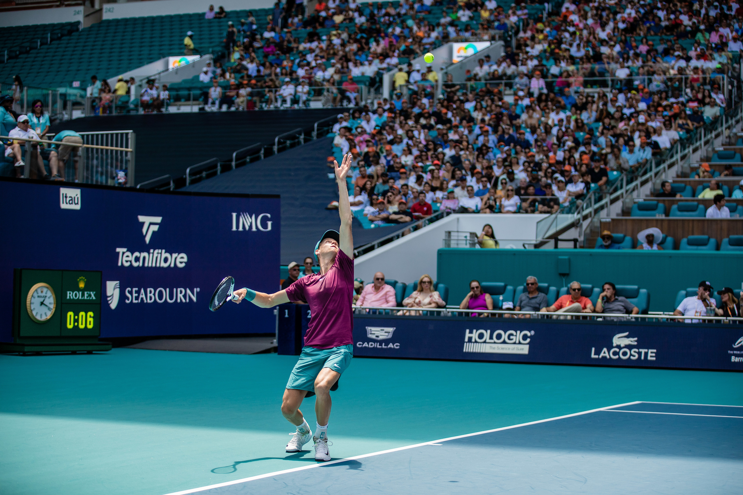 Jannik Sinner of Italy during the Men’s Singles Final match of the Miami Open tennis tournament, Sunday, April 2, 2023, in Miami Gardens, Fla. (Tomas Diniz Santos/South Florida Stadium)