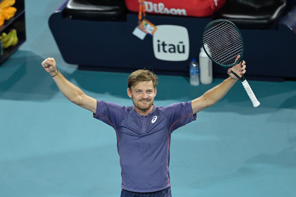 David Goffin of Belgium at the Miami Open held at the Hard Rock Stadium on March 21, 2025 in Miami Gardens, Florida