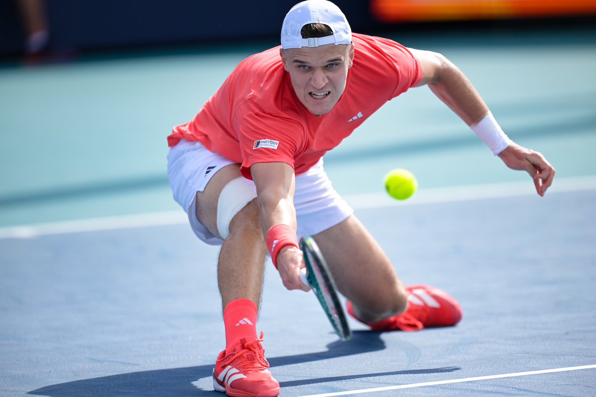 Jakub Mensik of Czech Republic at the Miami Open held at the Hard Rock Stadium on March 22, 2025 in Miami Gardens, Florida (Photo by Peter Staples/ATP Tour)