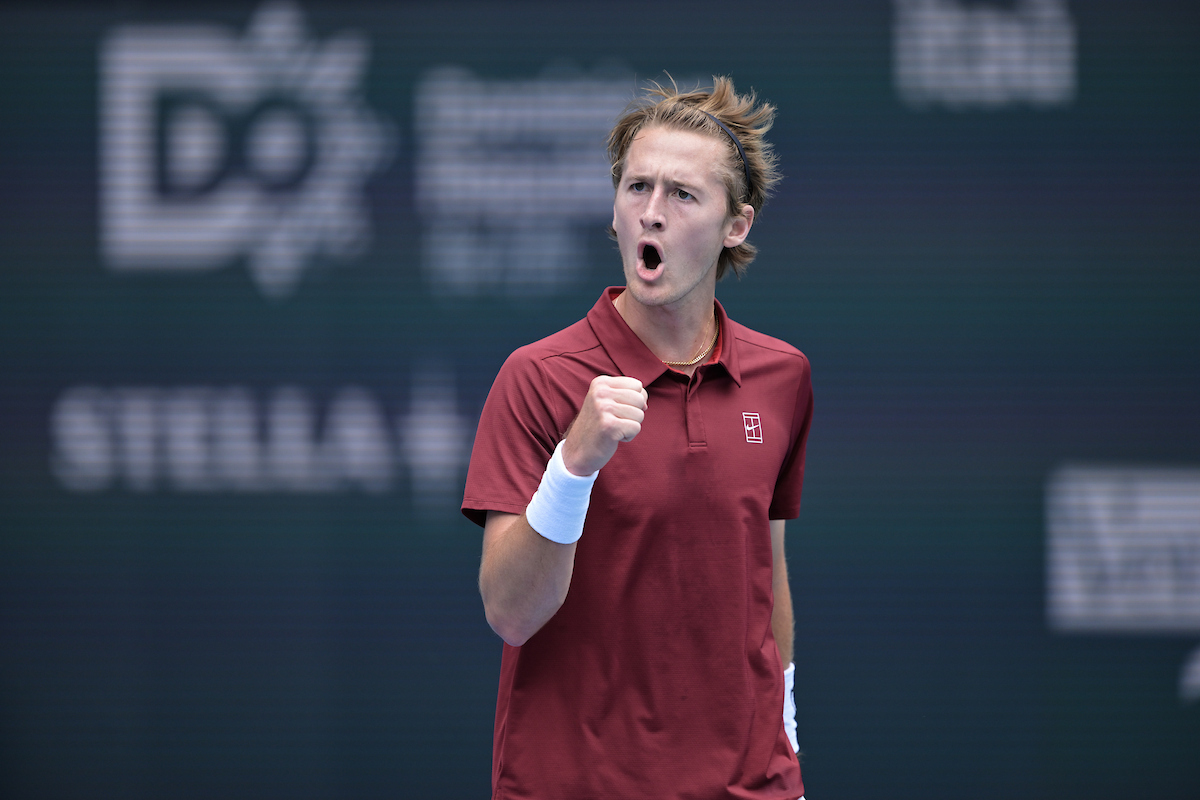 March 23: Sebastian Korda of USA at the Miami Open held at the Hard Rock Stadium on March 23, 2025 in Miami Gardens, Florida