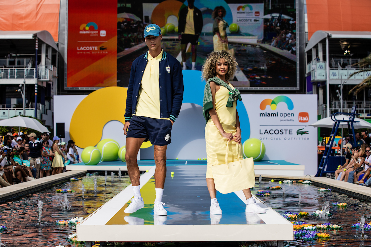 Lacoste Fashion show with models and dancers at the 2025 Miami Open on March 16, 2025.