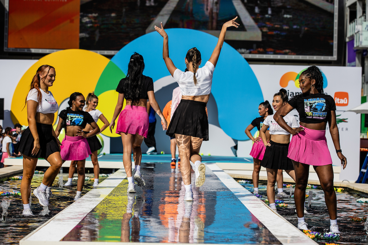 Lacoste Fashion show with models and dancers at the 2025 Miami Open on March 16, 2025.