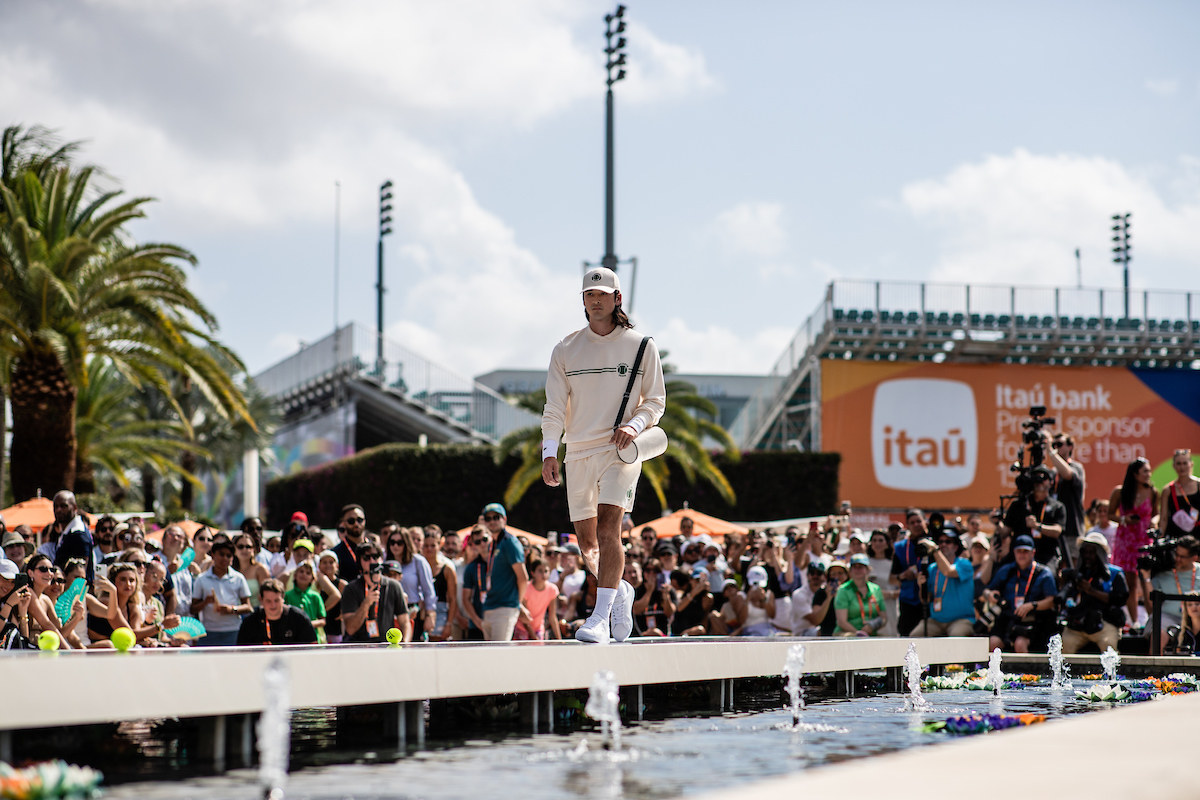 Lacoste Fashion show with models and dancers at the 2025 Miami Open on March 16, 2025.