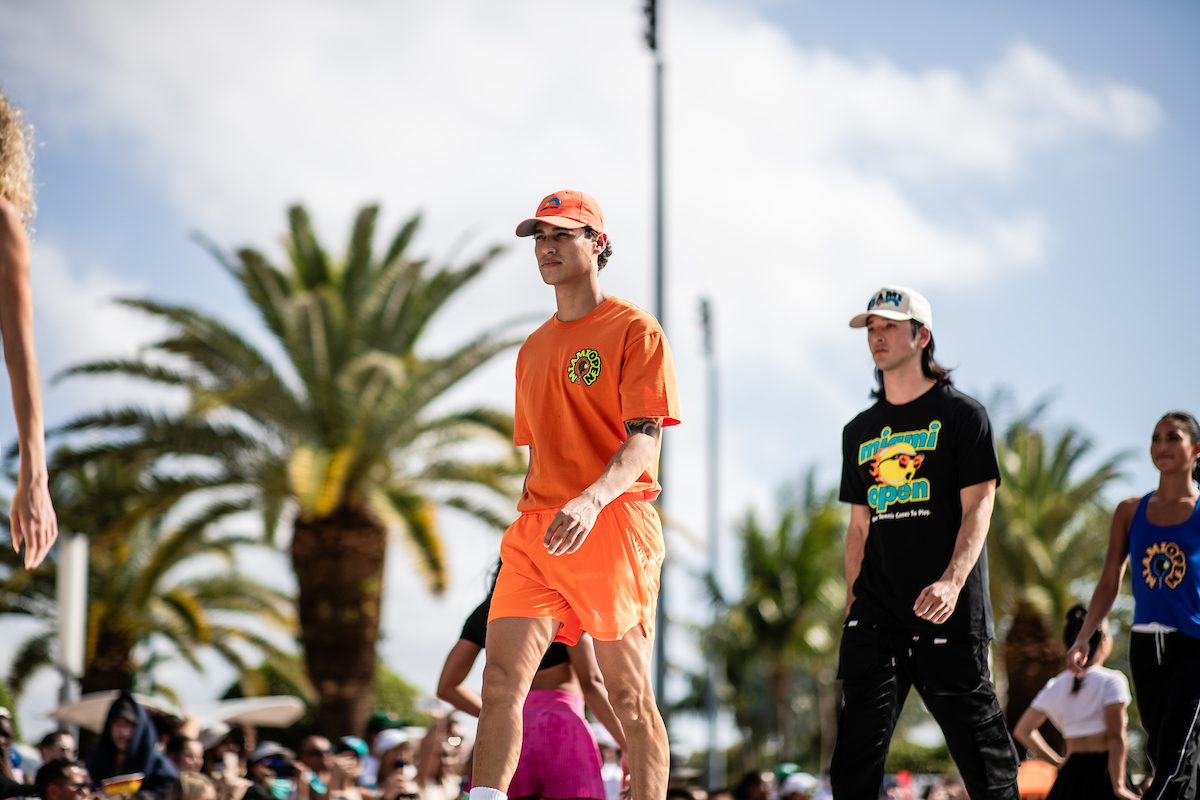 Lacoste Fashion show with models and dancers at the 2025 Miami Open on March 16, 2025.