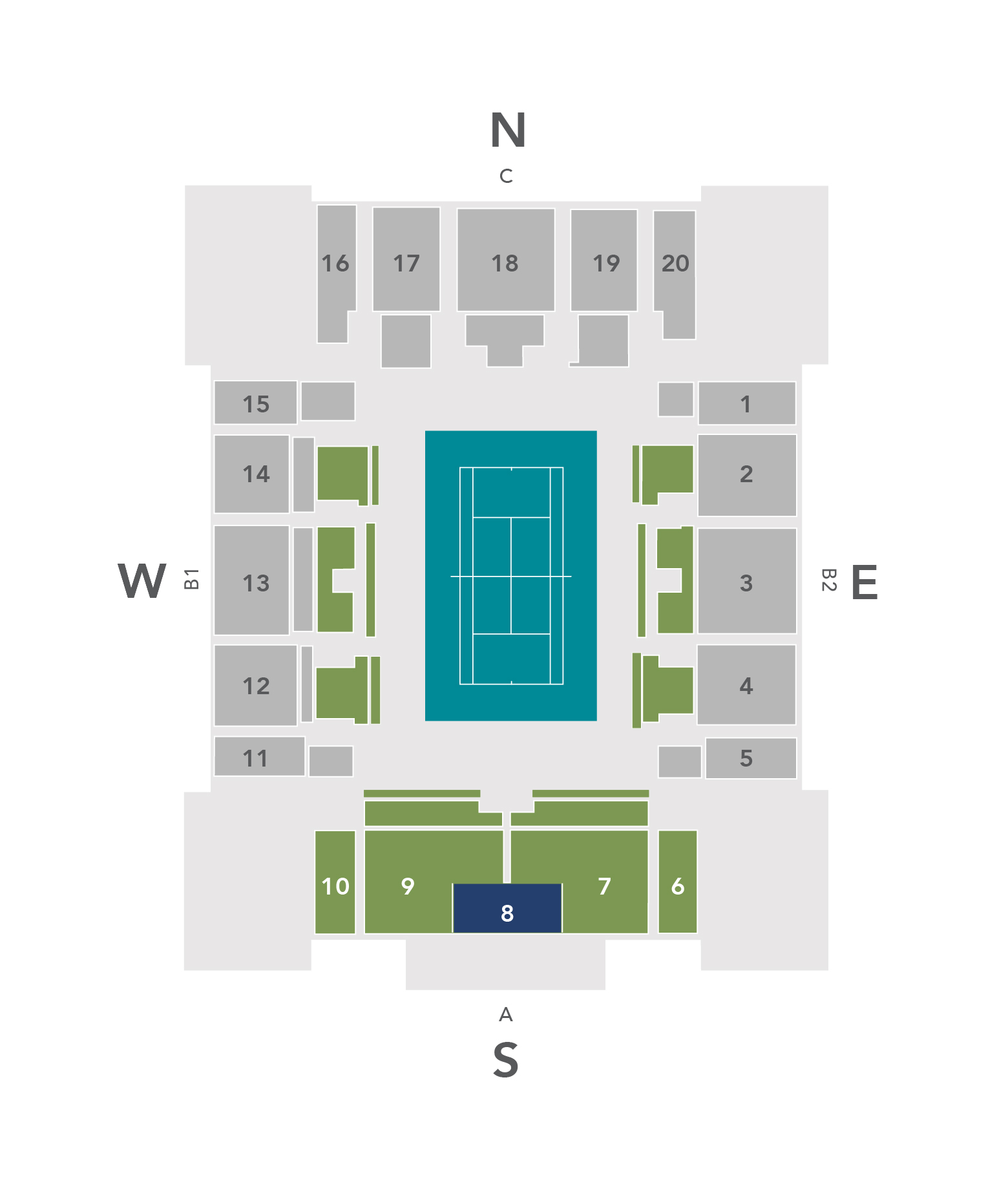 Map of the Grandstand Court