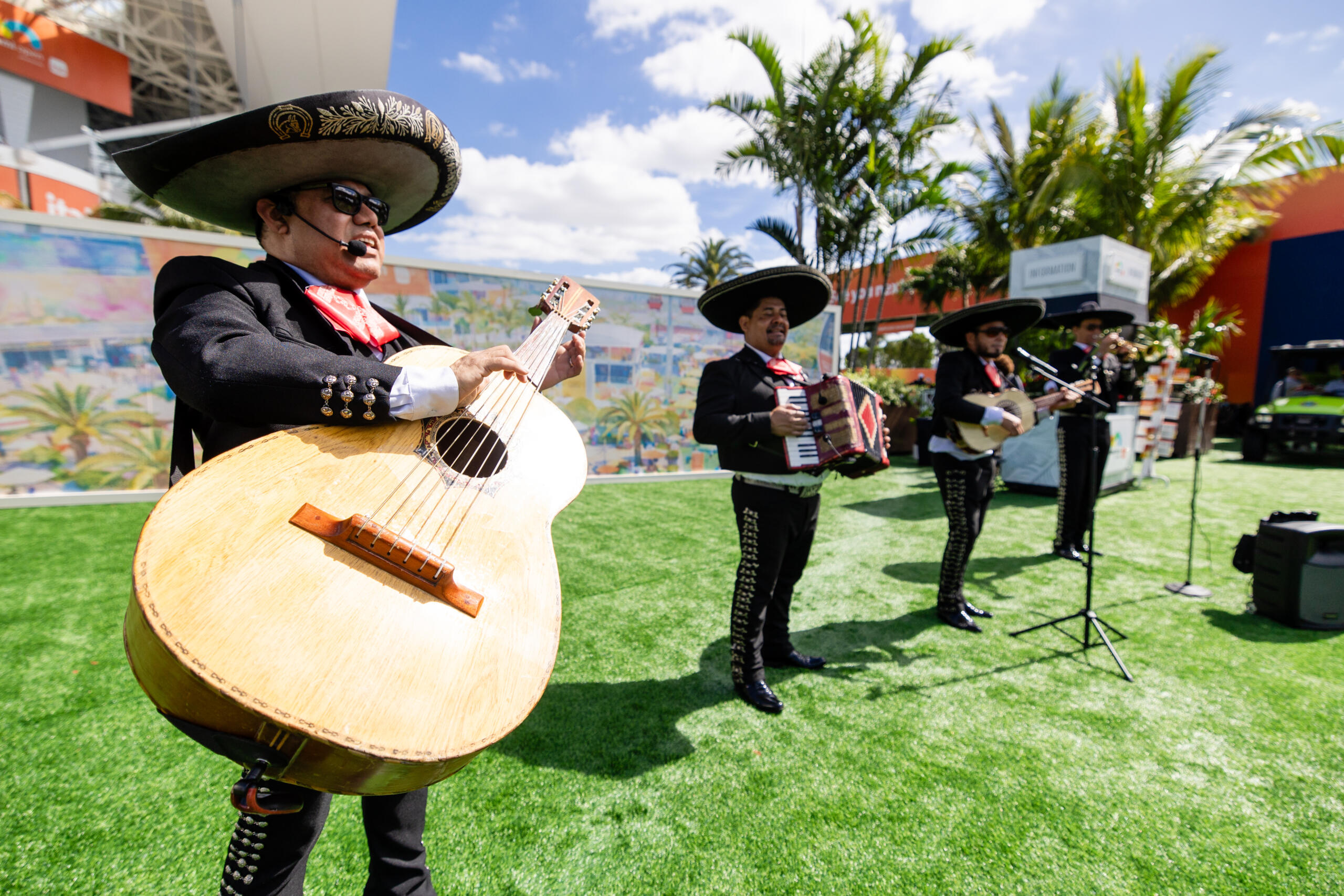 Mariachi music welcomes spectators as soon as they enter the gates