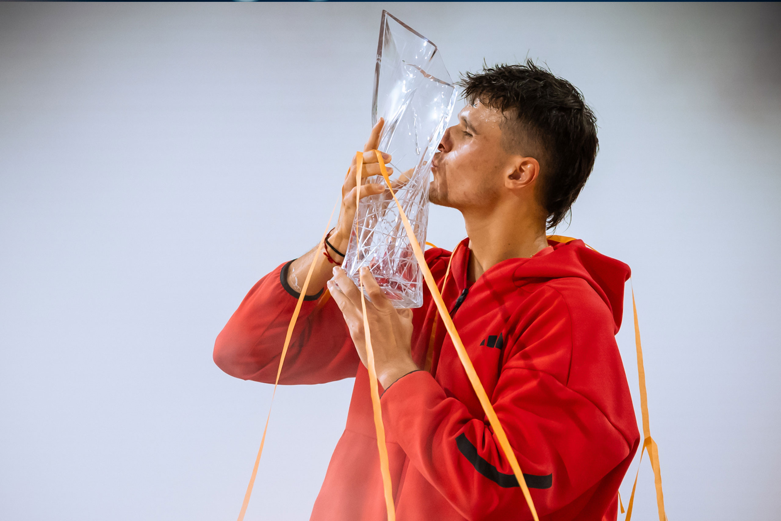 Jakub Mensik of The Czech Republic during Trophy Ceremony after the Men’s Singles Final on stadium court during the Miami Open tennis tournament, Sunday, Mar. 30, 2025, in Miami Gardens, Fla. (Kelly Gavin/South Florida Stadium)