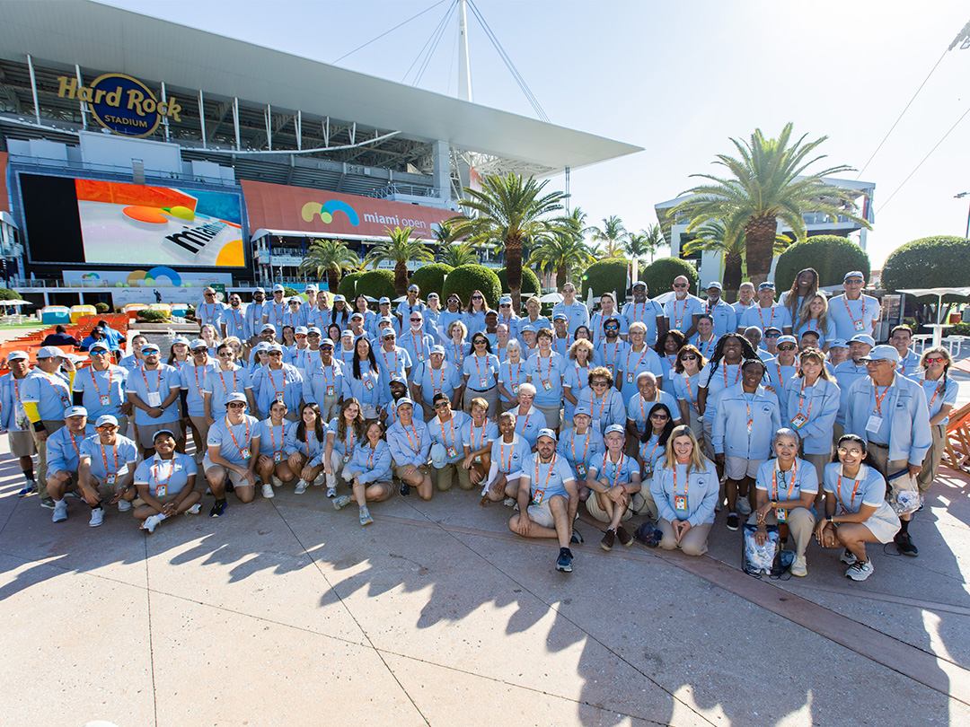 Volunteers pose together at the 2026 Miami Open