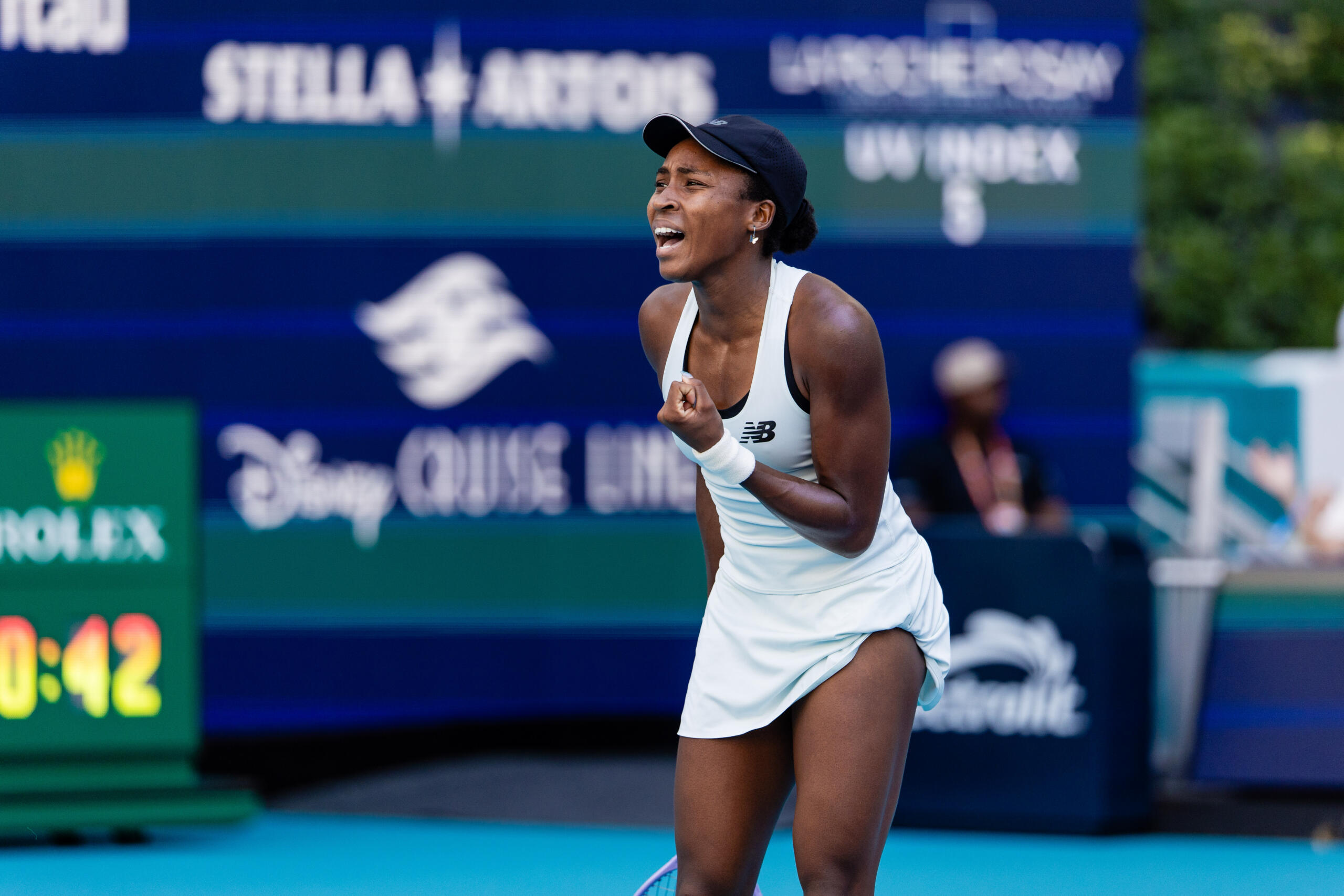 Coco Gauff celebrates