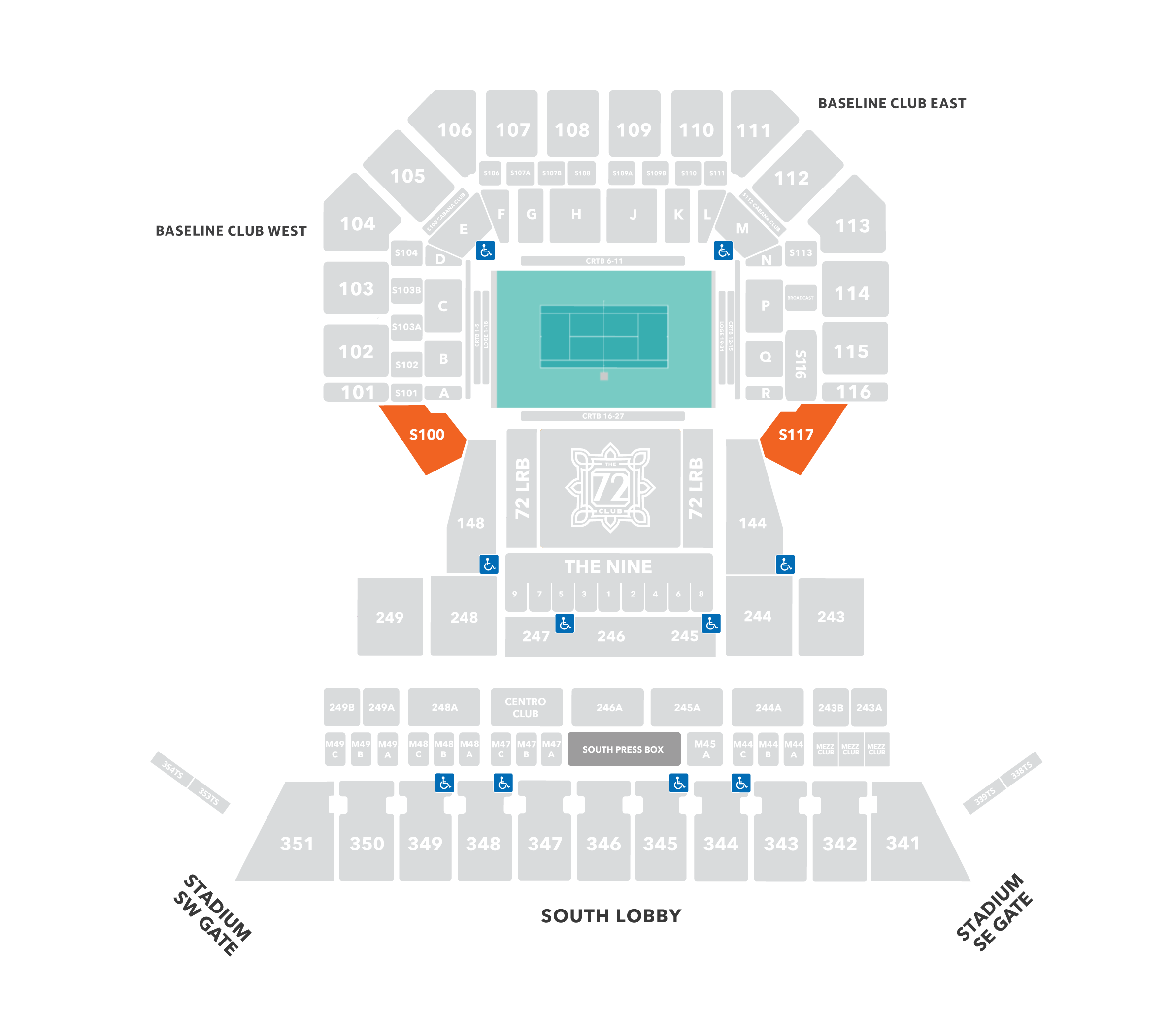 Court map of the Pavilions space